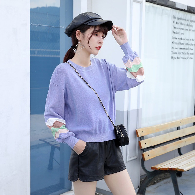 

Lazy Wind Oversized Sweater Women Rainbow Lantern Sleeve Bottoming Knitted Top Autumn Winter Pullover Fashion 210520, White