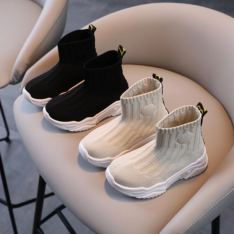 

Athletic & Outdoor Girls' 2022 Spring And Autumn Single Shoes, Big Children's Sports Stretch, Boys' High-top Knitting Fashion, Black