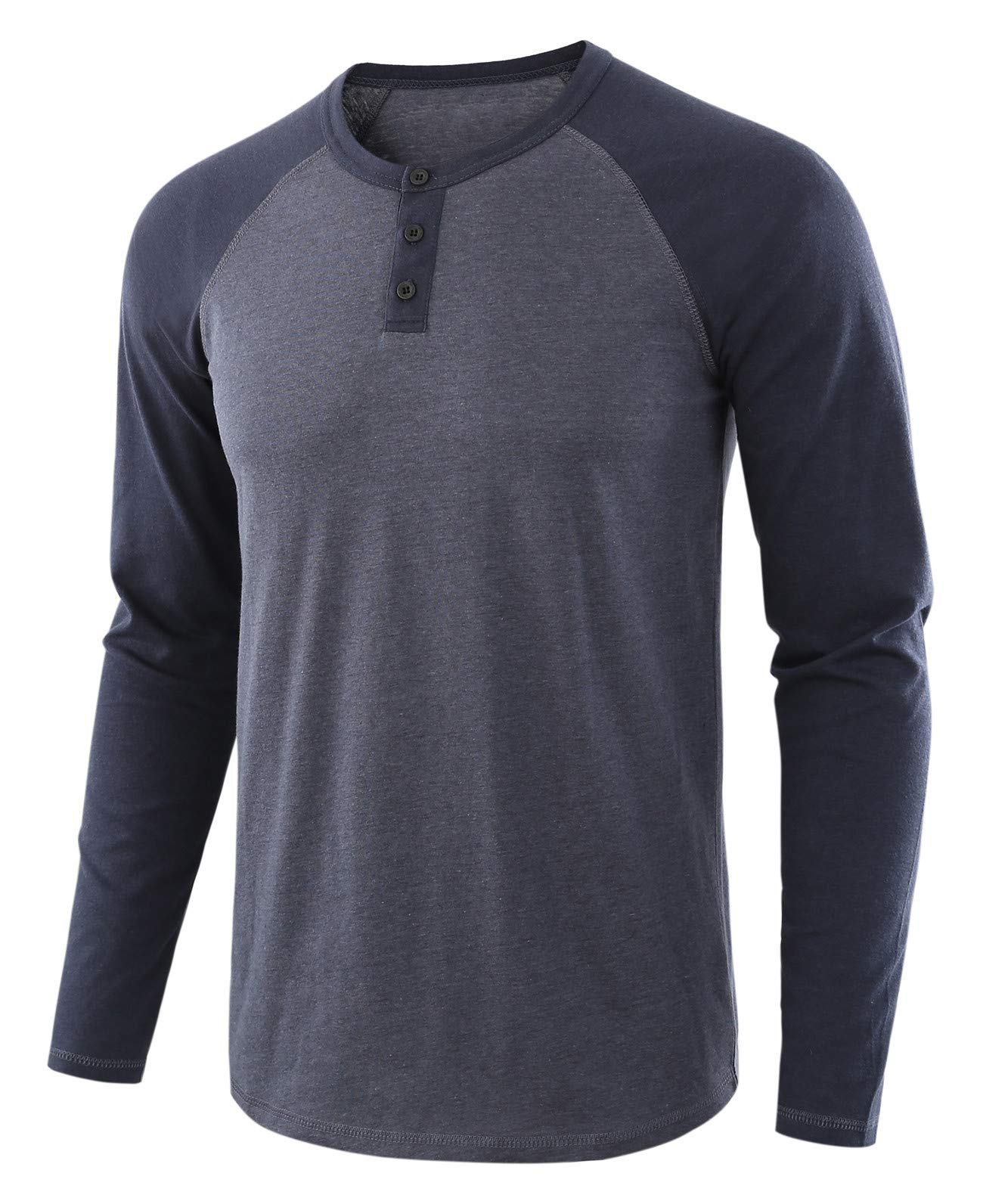 

2021 spring Trends Men T shirts Long Sleeve TShirt basic Henley shirt, Black
