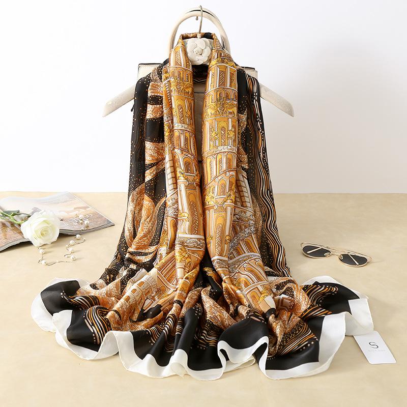 

Scarves 2021 Brand Designer Silk Scarf Female Foulard Bandana Long Shawls Wraps Winter Neck Pashmina Lady Hijab Luxury, Blue;gray