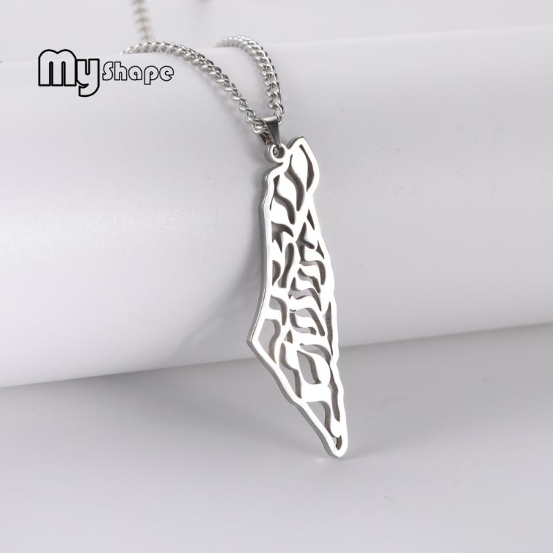 

Pendant Necklaces Myshape Israel Palestine Map For Men Women Arabic Hollow Stainless Steel Chain Necklace Choker Fashion Jewelry
