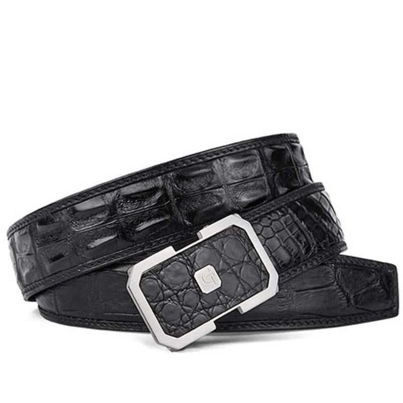 

Belts Gete Crocodile Men Belt Male Fashion Stainless Steel Automatic Buckle Americas Alligator Skin Back, Black;brown