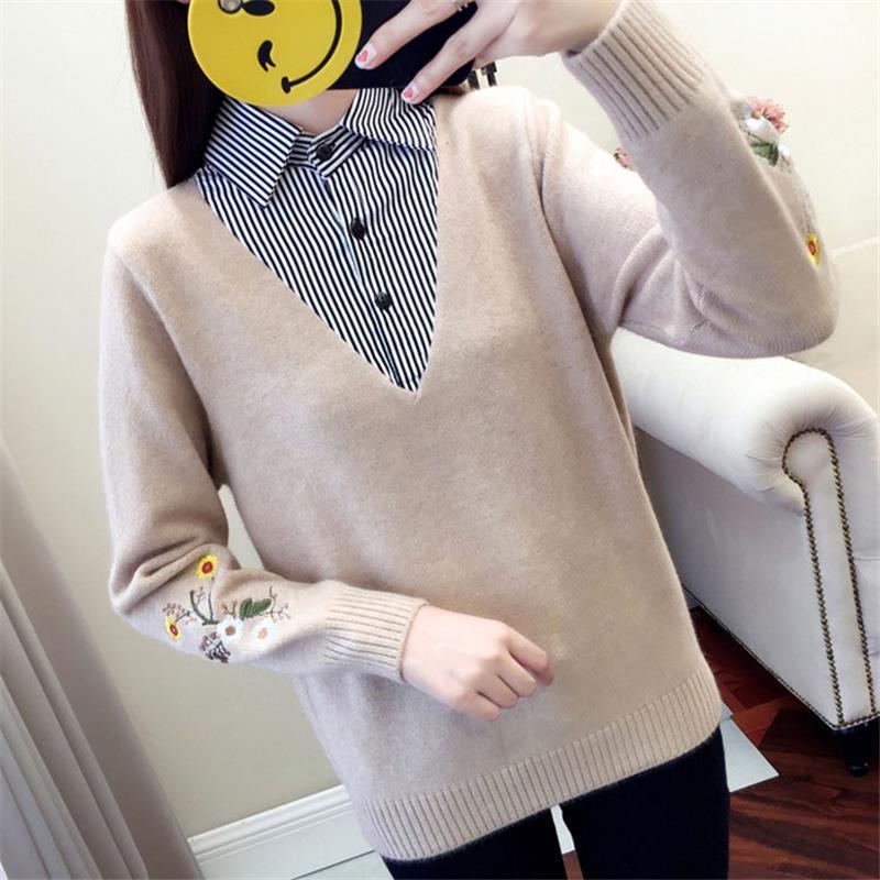 

Women's Sweaters Women Knitted Sweater Elegant Slim Oversized Lazy Girl Soft Knit Tops Female, Khaki