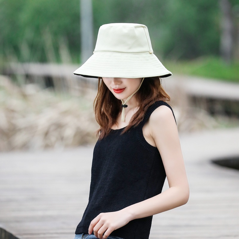 

Sunhats woman summer fisherman hat solid color big eaves day tie basin hat travel cloth hats sun hats sunscreen folding, Pink