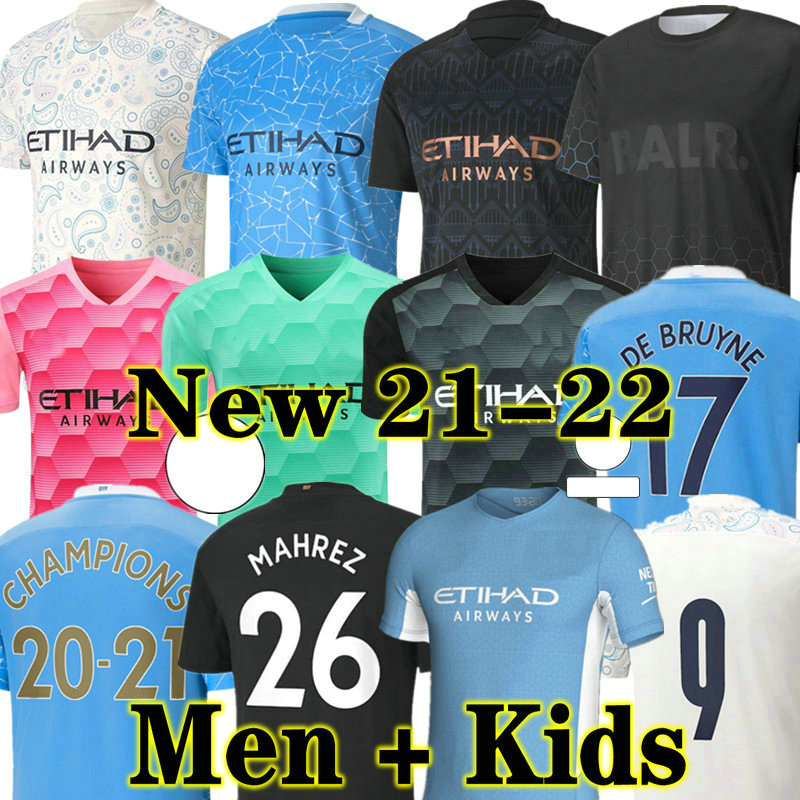 

KUN AGUERO champion 20 21 22 city soccer jerseys GK 2021 2022 man STERLING football shirt DE BRUYNE GESUS BERNARDO MAHREZ RODRIGO men + kids, 20 21 gk man