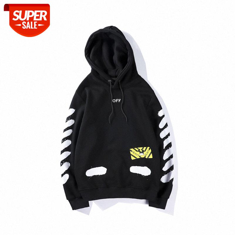 

OFF OWF WHITE tide brand graffiti splash ink tiger pattern basic hooded pullover sweater hoodie men and women #vE7r, Black