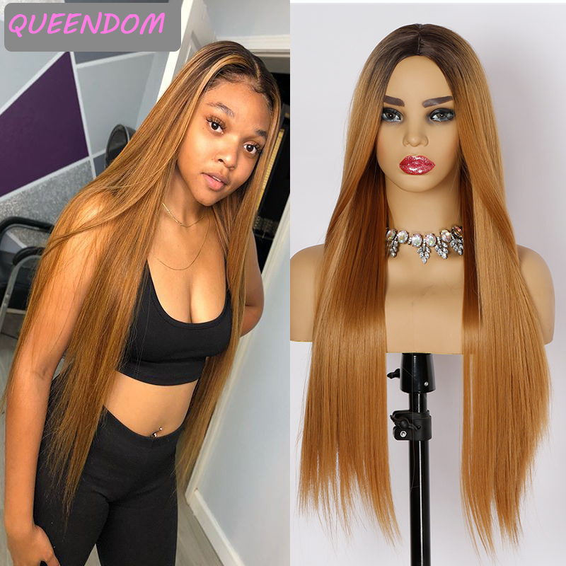 

long blonde straight wigs for black women 30 inch ombre pink natural synthetic middle part wig heat resistant lolita cosplay wig