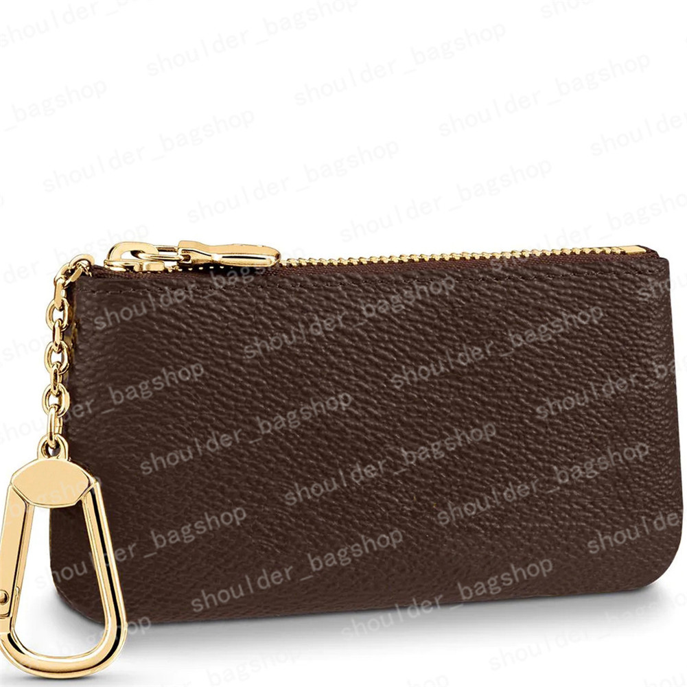 

Pouch Key Chain Wallet Mens Holder Handbags Leather Card Mini Wallets Coin Purse K05 9724, #01 brown flower