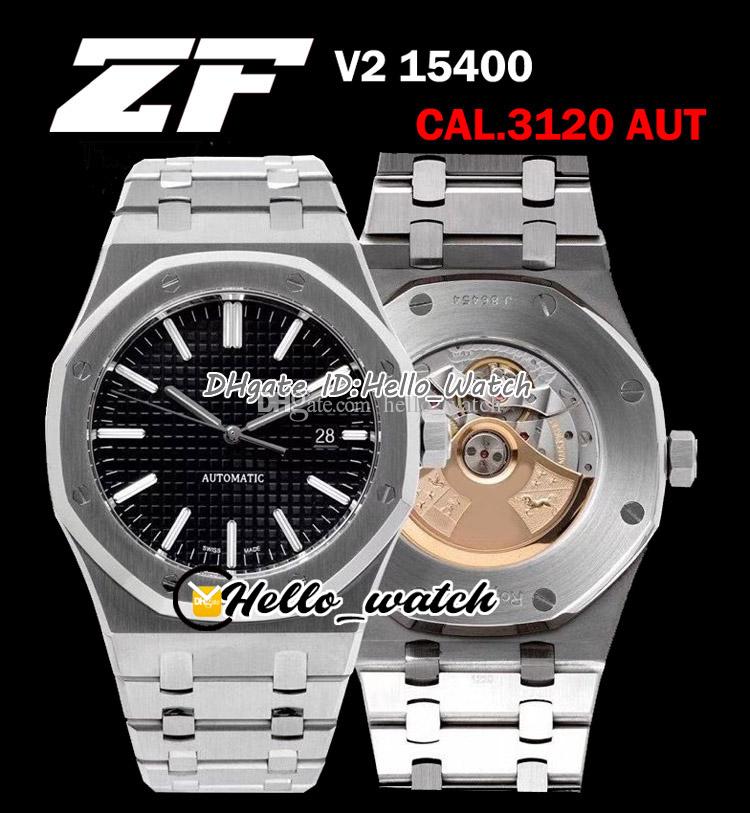 

ZFF Designer Watches V2 Ultra Thin *15400* Cal.3120 A3120 Automatic Mens Watch Black Texture Dial Stick Marker Stainless Steel Bracelet Hello_Watch, E195c (1)