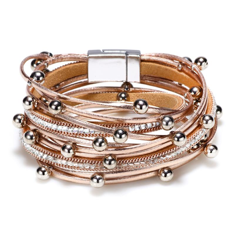 

Charm Bracelets Women's Bracelet European And American Fashion Female 2021 Inlaid Two Circles Of Magnetic Clasp Jewelry