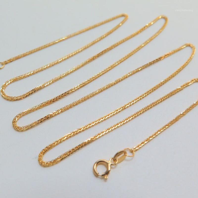 

Chains Genuine Real 18K Yellow Gold 0.8mm Wheat Link Chain Necklace For Woman 17.7inch Stamp Au750