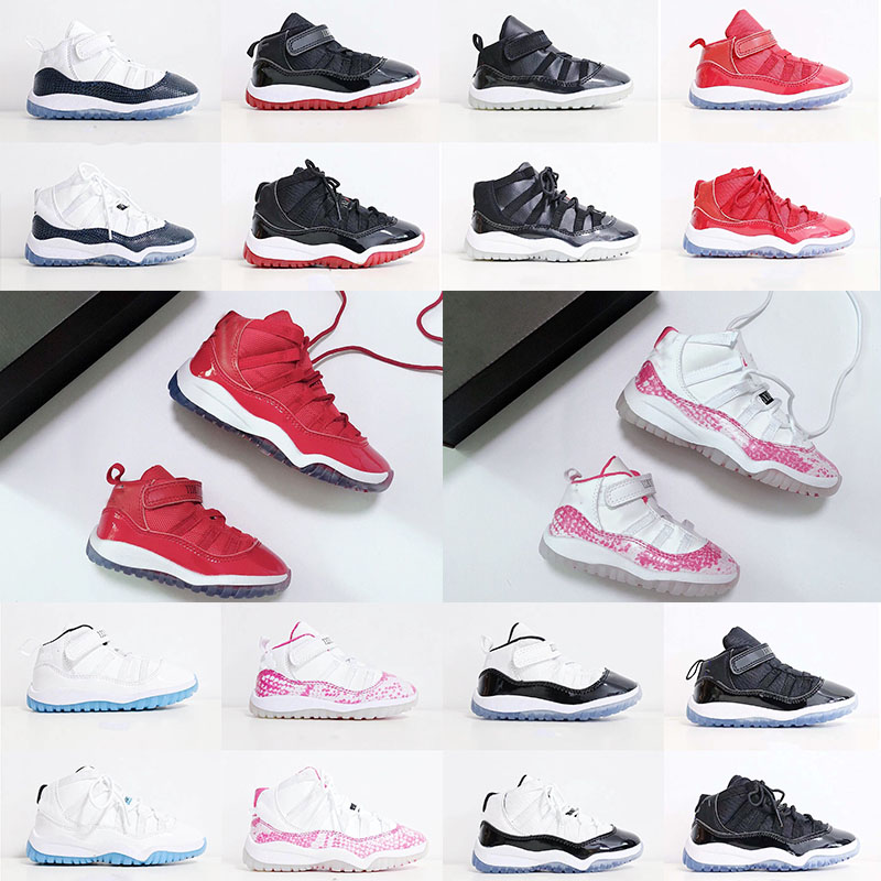 

Childrens Retro 11 Jubilee 25th Jumpman 11S Kids Basketball Shoes Bred Low White Bred Concord Legend Blue Pantone Ovo Grey Snake Skin Boys Girl Trainers 22-35, A1