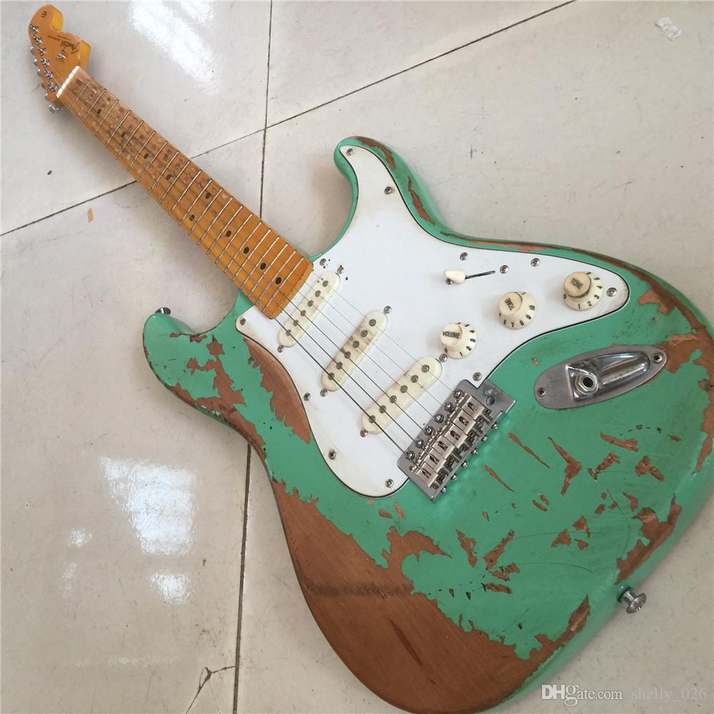 

guitar ew Favorite Surf green 100% handmade Relic ST electric guitar alder body Aged hardware profession Do Relic guitars