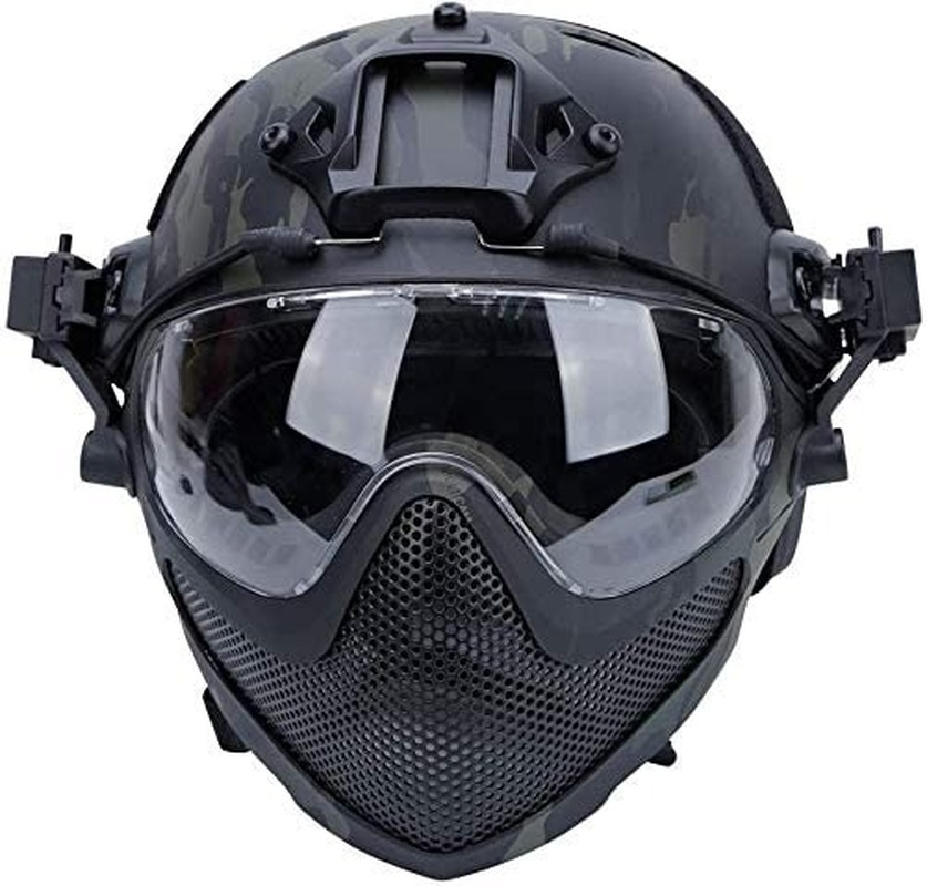 

Tactical Airsoft Fast Helmet F22, a Full Face Protective PJ Helmet with Detachable Mask & Goggles, Multi-colored