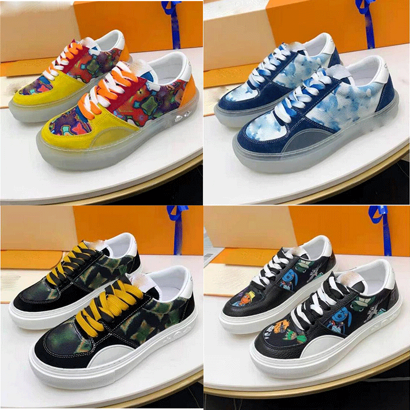 

Shoe mens Casual Luxury designers shoes womens sports leather flat bottom transparent lace up for comfort size35-46, Black