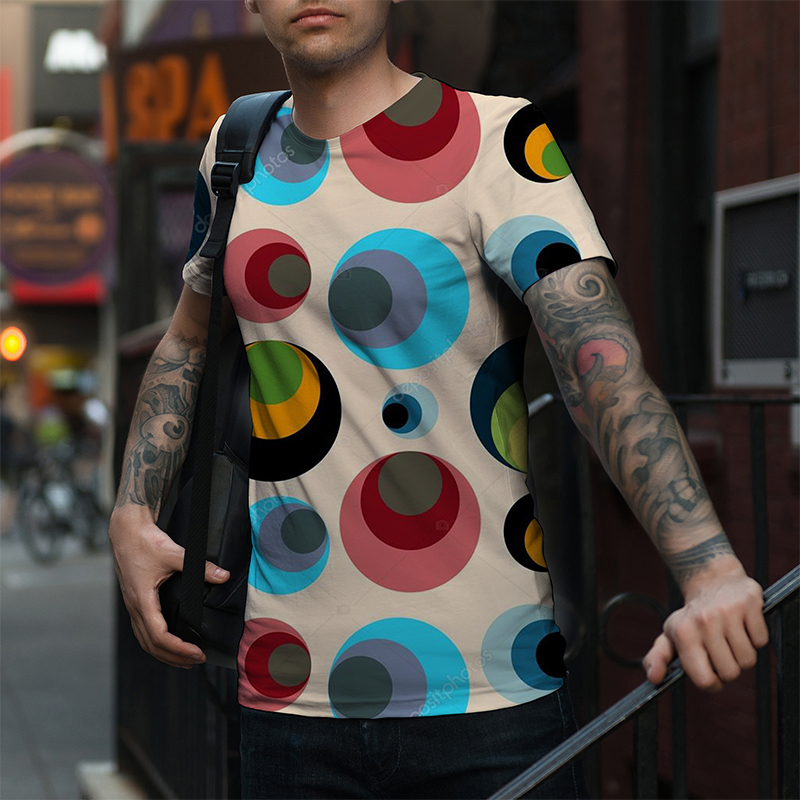 

Original rock Bob Marley 3D printing big circle pattern T-shirt fashionable and beautiful breathable daily travel visual impact Gothic style, White;black