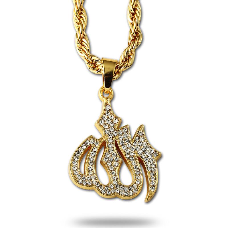 

Pendant Necklaces Punk Style Muslim Crystal & Necklace For Women Men Charm Islam Twisted Singapore Chain