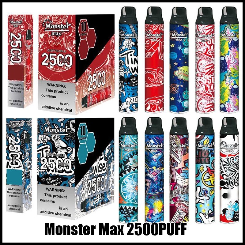 

Original Monster Max Disposable Vape Pen E Cigarette Device With 850mAh Battery Prefilled 7.5ml Pods 2500 Puffs Stick Pens VS Bang Switch Duo
