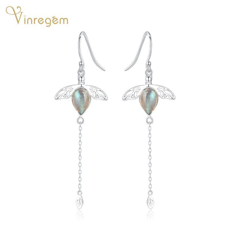 

Dangle & Chandelier Vinregem 925 Sterling Silver Moonstone Wedding Engagement Vintage Romantic Cute Bee Drop Earrings For Women Fine Jewelry