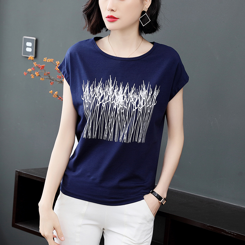 

Summer Short Sleeve Tshirts Womens tops Tees 2021 New Loose-fitting Cotton T-shirts Plus Size Printing Loose Tshirt  3XL, Black