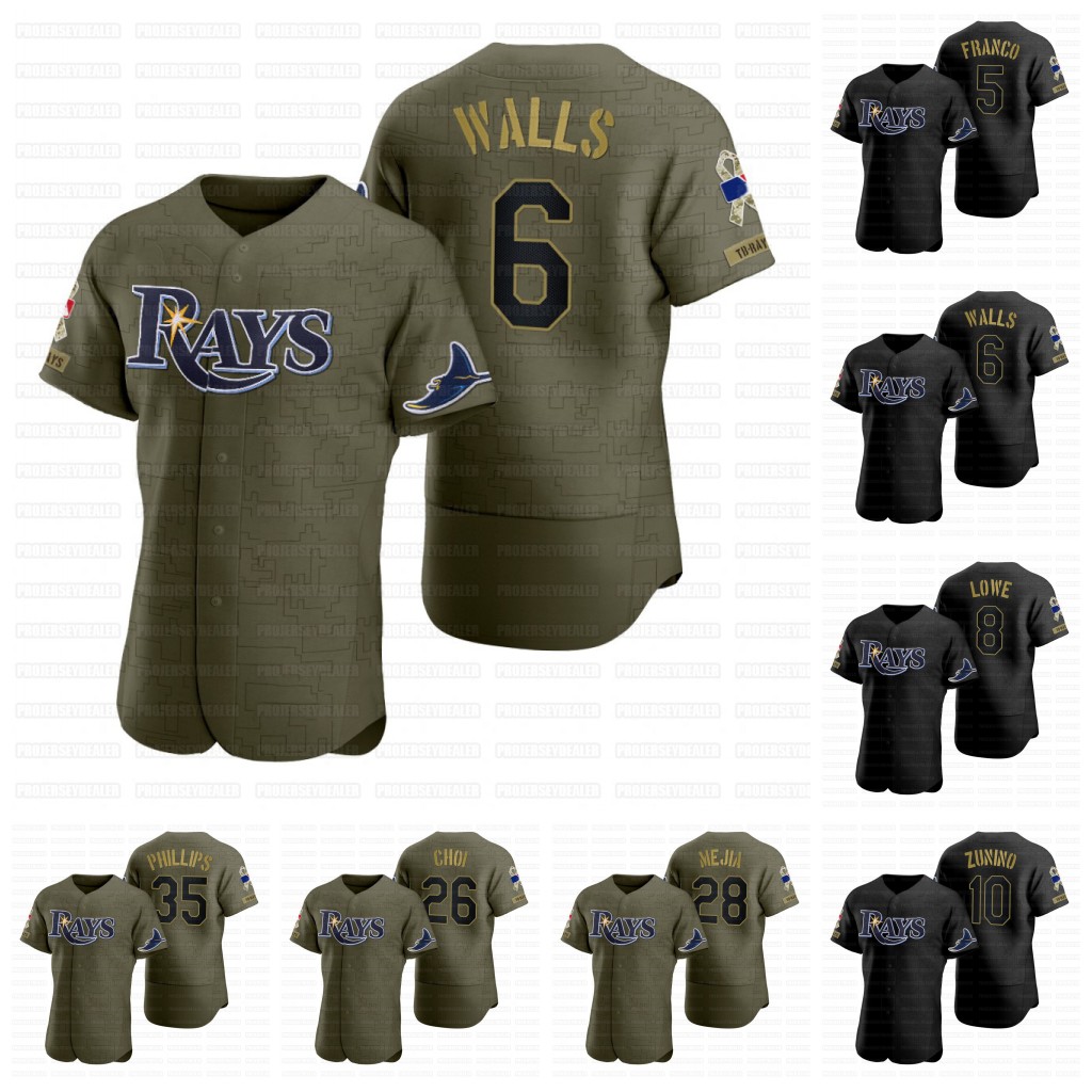 

Tampa Bay Tyler Glasnow 2021 Salute to Service Jersey Nelson Cruz Kevin Kiermaier Wander Franco Randy Arozarena Mike Zunino Castillo Brosseau Perez Adames, Black youth s-xl