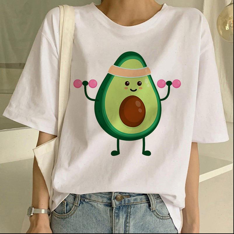 

women t shirt summer kawaii avocado print vogue harajuku tee femme funny korean streetwear camiseta mujer, White