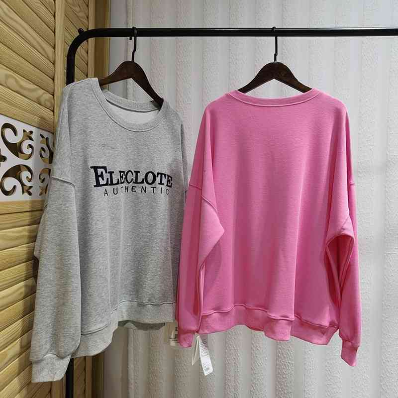 

embroidered letters long sleeve sweater women' 2021 new Korean loose top, Pink