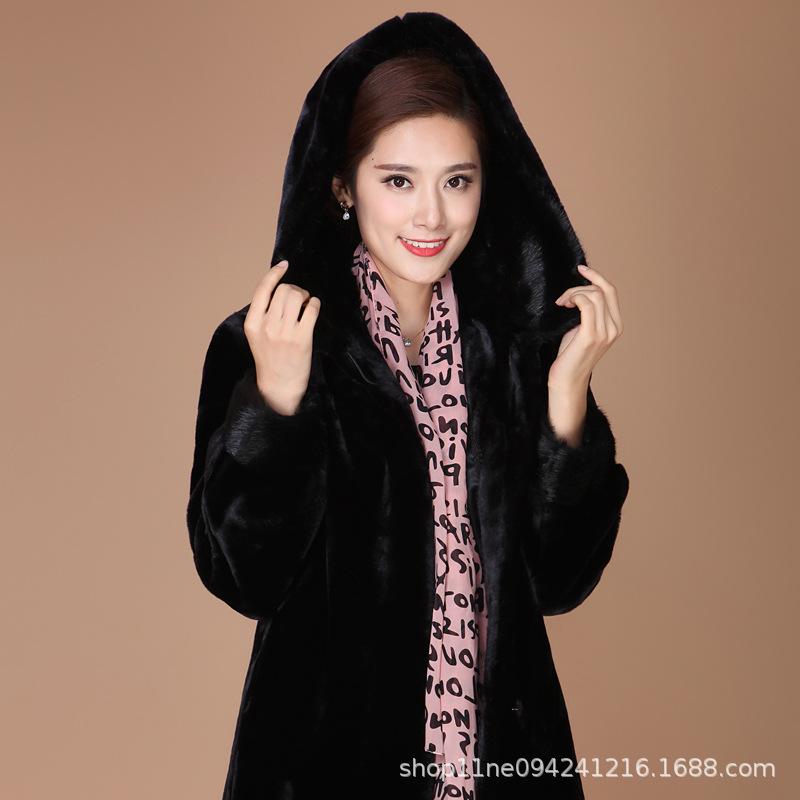 

Women's Fur & Faux Natural Coats Winter Women Mink Coat Female Genuine Leather Jackets Ladies Oversize Warm Thick Detachable Long, Black