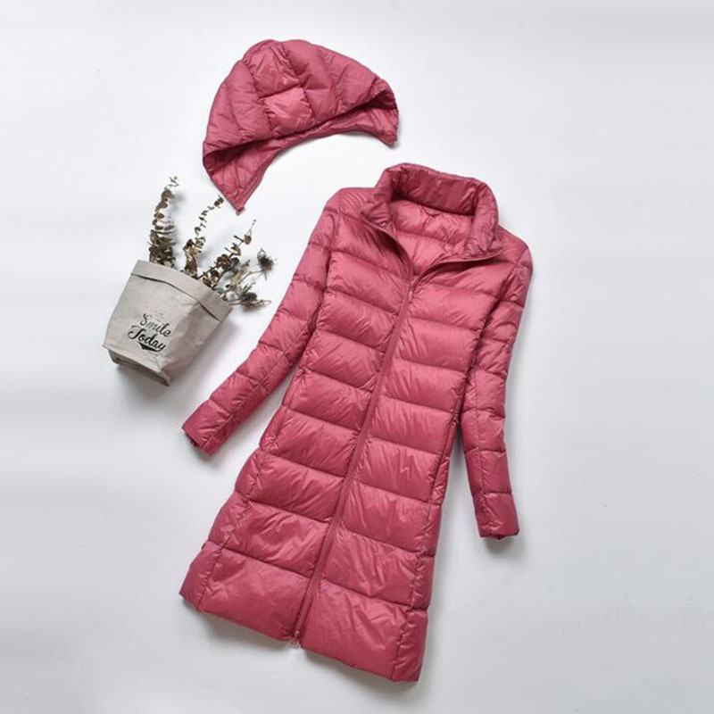 

down Women Winter Ultra Light 90% White Duck Down Jacket Fashion Casual Female Outerwear Plus Size 4XL Long Warm Hooded Coat Parka, Black