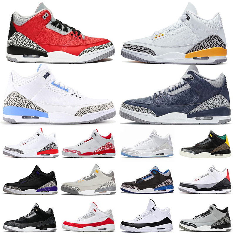 

2021 Georgetown 3 3s Mens Basketball Shoes Fragment Court Purple Laser Orange Chicago UNC Fire Red Cement Varsity Royal Katrina Trainers Sports Sneakers, 3m reflective