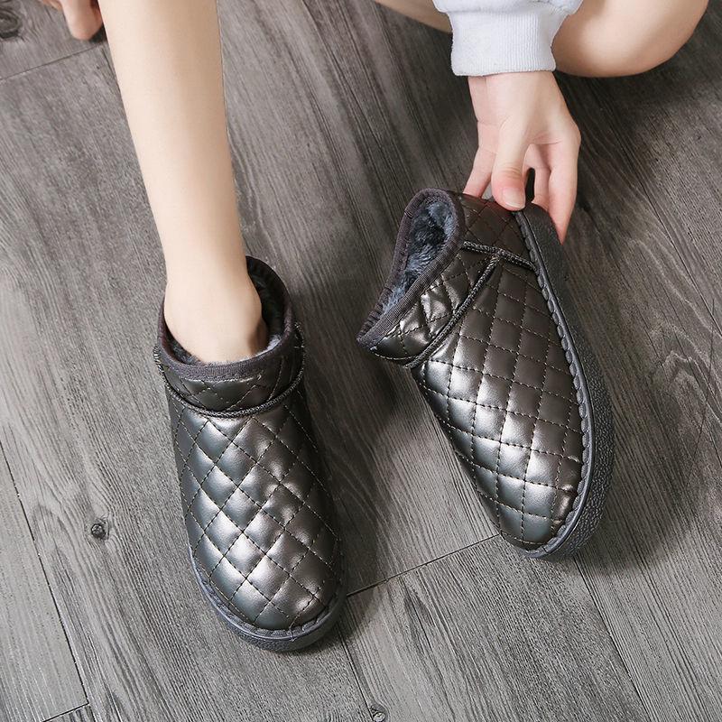 

Boots Winter Ladies Snow Short Tube Korean Leather Warmth And Velvet Cotton Shoes Bread, Black