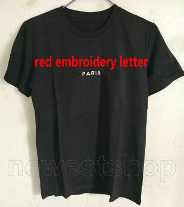 

designer luxury Mens T Shirts summer t-shirt clothing paris tshirts embroidery red letter print classic broken cotton simple short sleeve casual tee top, Black + embroidery