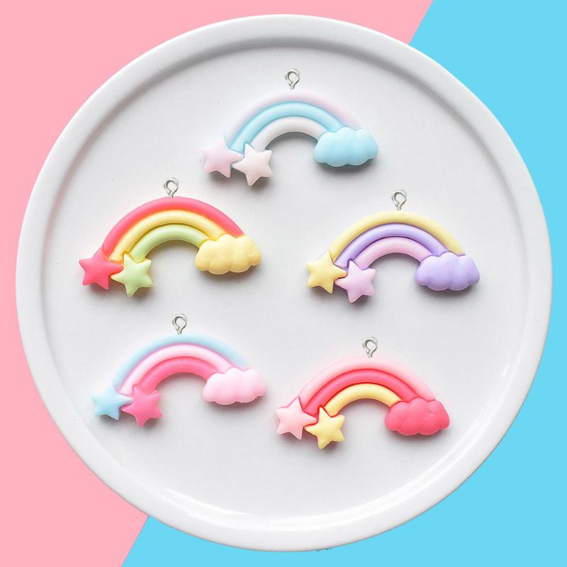

Charms 10Pcs Kawaii Rainbow Cloud Pendants For Jewelry Making Bracelets Necklace Earrings Accessories Flat Back Resin Cabochon, Bronze;silver