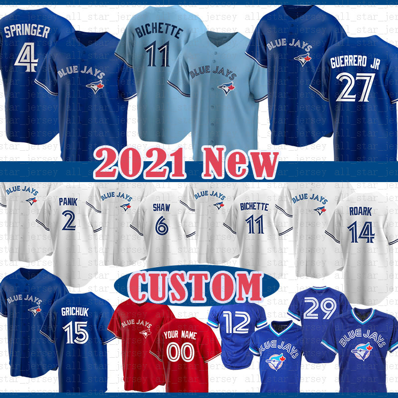 

George Bell Toronto 27 Vladimir Guerrero Jr. Blue George Springer Jays Baseball Jersey Smoak Cavan Biggio Pearson Randal Grichuk Ryu Semien Joe Carter Dave Winfield, Mens