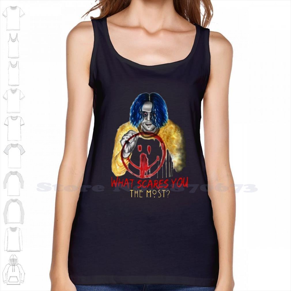 

what scares you the most black white sleeveless tank men women, White;black