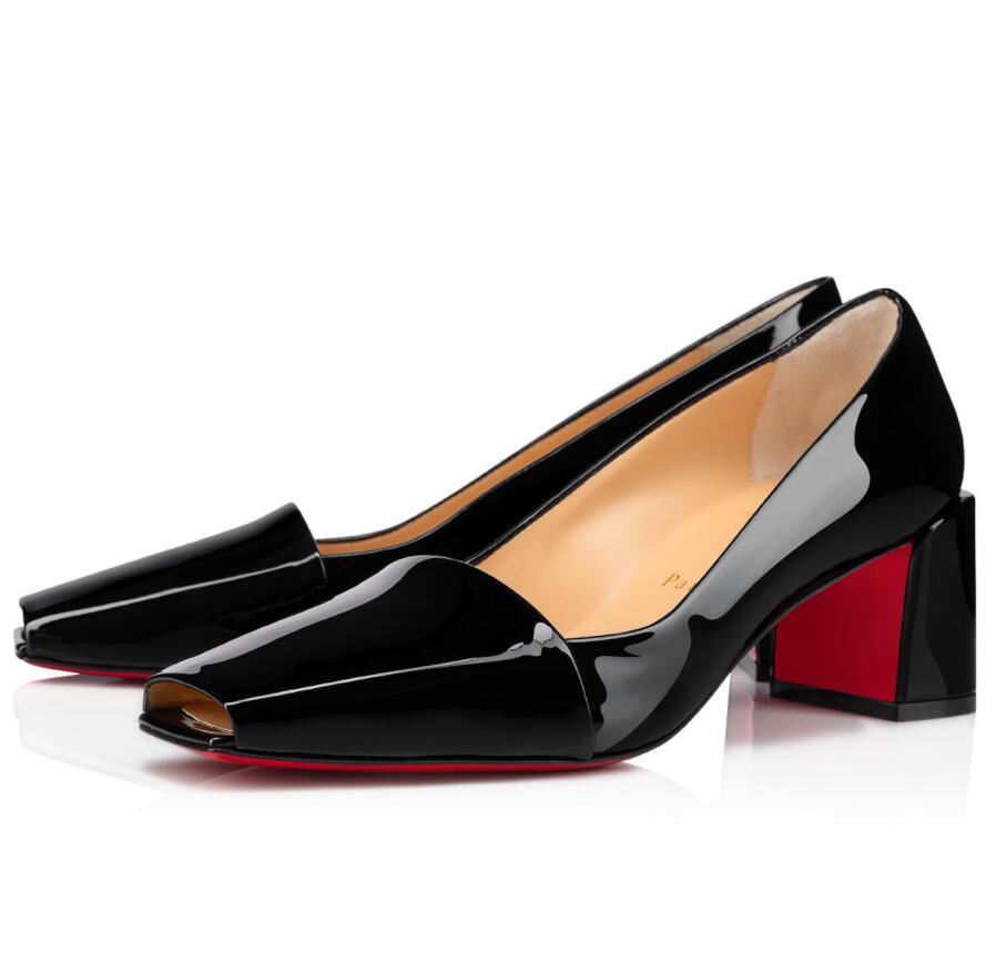 

Women Dress Shoes Sandals Red Bottom Toboggan Patent Leather High Heels Party Wedding Bridals Top Quality Summer Ladies EU35-43