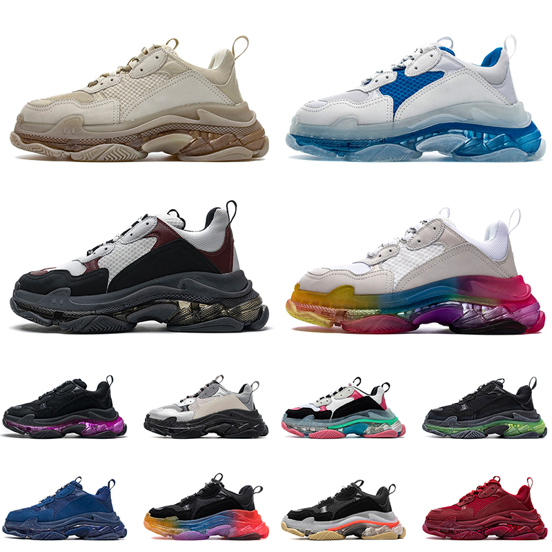 

Casual Women Mens Dad Shoe Triple S Clear Sole Sneakers Luxurys Designers Shoes Paris 17FW Vintage Track Crystal Bottoms Outdoor Jogging Black Trainers, #22 36-45