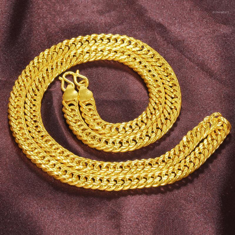 

Luxury 24K Yellow Gold Necklace For Men 60cm 8mm Alluvial Engagement Wedding Fine Jewelry Gift Chains