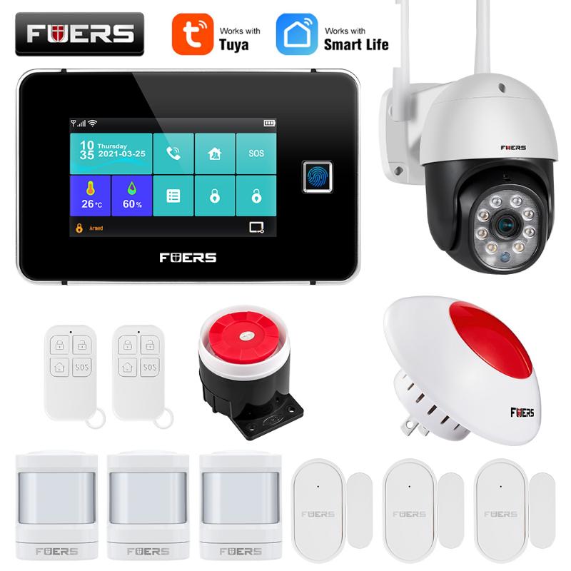 

Fuers 4.3 Inch TFT Screen Alarm WIFI GSM Smart Home Burglar Security System Tuya Life APP Control Smoke Door Sensor Systems
