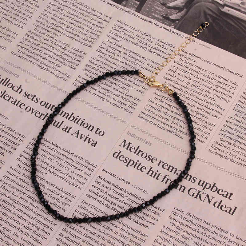 

Fashion Black Crystal Bead Short Choker Neckalce For Women Female Neck Clavicle Chain Collar Necklace Jewelry