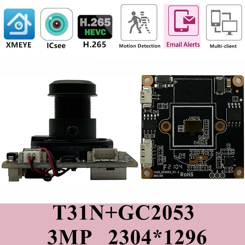 

Cameras T31N+GC2053 3MP 2304*1296 20FPS H.265 IP Camera Module Board M12 Lens IRC MIC Audio Interface Onvif Motion Detection Radiator