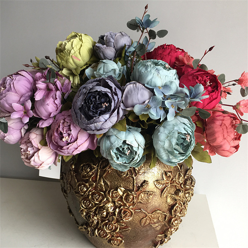 

Bunch Of Silk Flowers Home Wedding Table Simulation Flower Rose Core Peony