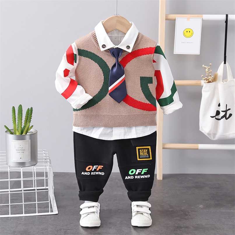 

Spring Autumn Baby Clothing Sets Children Boys/Girls Tracksuits Kids Brand Sport Suits Kids Cotton Vest+Shirt+pants 3pc Set 211020, Yellow