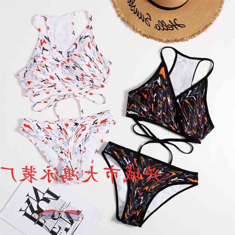 

Swimsuit 21 years letter wrapped waist BIKINI TRIANGLE Neck Lace swimsuit