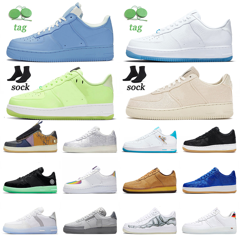 

2021 Top Quality AirForces 1 Running Shoes Dunks Low N354 MCA University Blue UV Reactive Have a Nice Day Cactus Jack All Star Grey Fog Skel