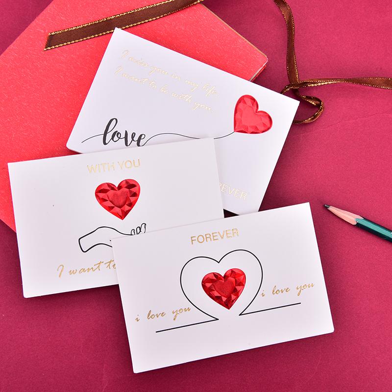 

Greeting Cards 6 Styles Solid Red Heart Card With Envelopes Romantic Letter I Love You Forever Wedding Invitation Valentine's Day