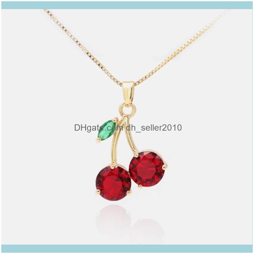 

& Pendants Jewelrybeautiful Cherry Pendant Necklace 18K Gold Plated Fashion Necklaces Drop Delivery 2021 Guvfr