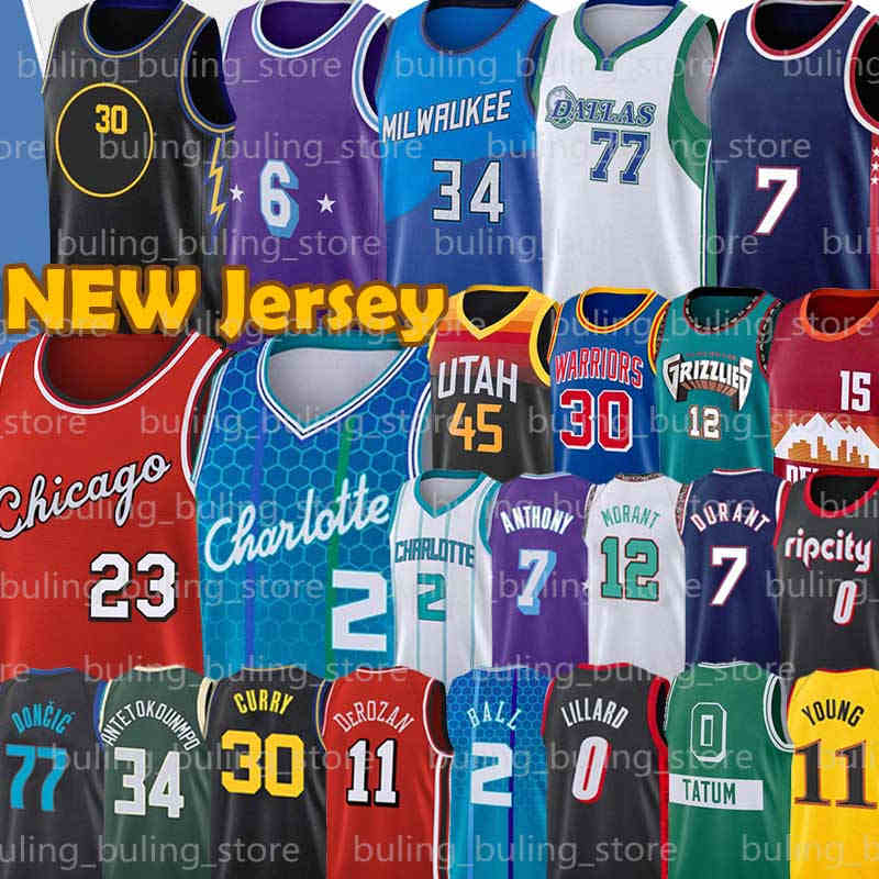 

30 Curry Jersey Stephen Doncic 7 Durant Morant Antetokounmpo Basketball Giannis Lillard LaMelo Ja Ball Luka Jayson Mitchell Kevin Jokic Tatum Nikola Damian Donovan, Men 75th jersey