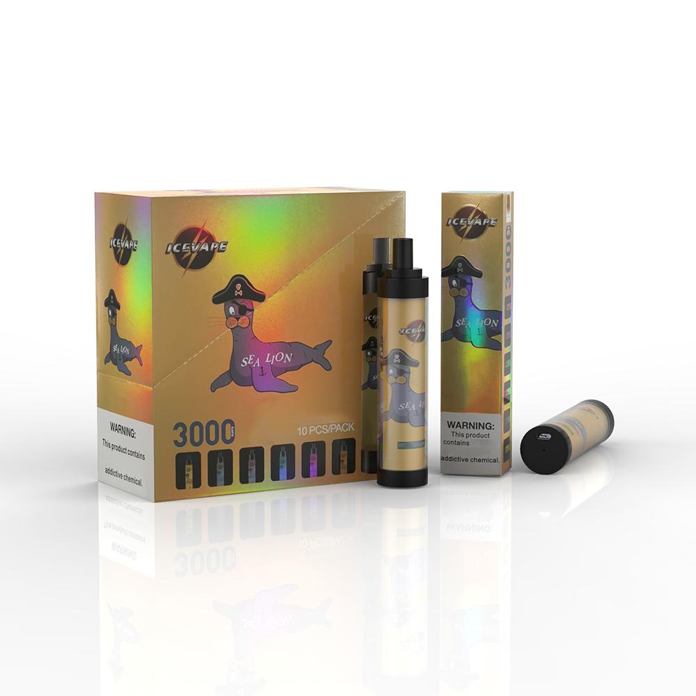 

Original Sealion vape Disposable e cigarettes ICE Vapes kit 3000 puffs 6ml pod pen Pods colorful RGB light e-cigarettes device vapor pens