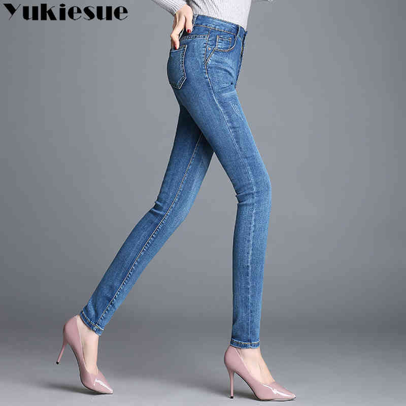 

Stretch jeans for women with high waist push up jeans femme female skinny slim vintage denim pencil pants women's jeans woman 210519, Light blue